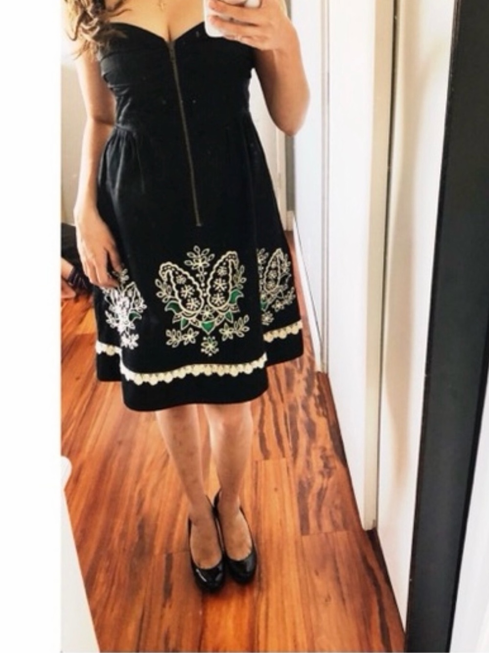 Anthropologie Floreat Black Embroidered dress size 2